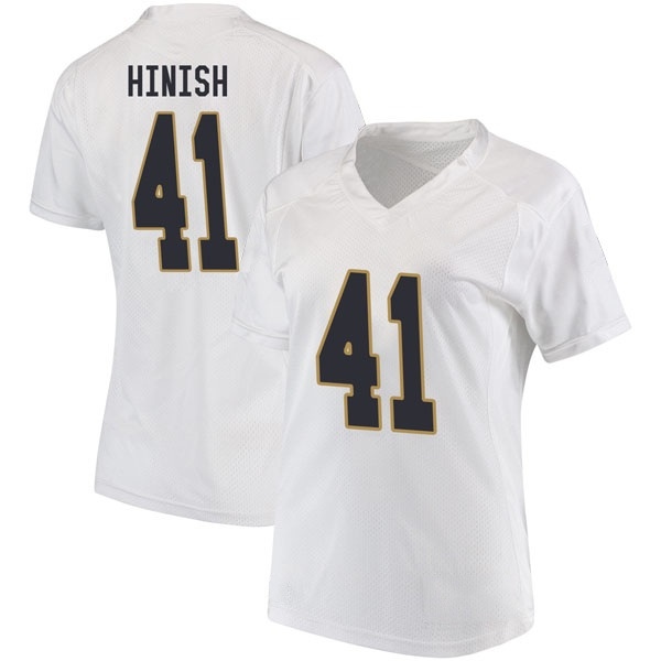 Kurt Hinish Notre Dame Fighting Irish NCAA Women's #41 White Game College Stitched Football Jersey KWG6355NF